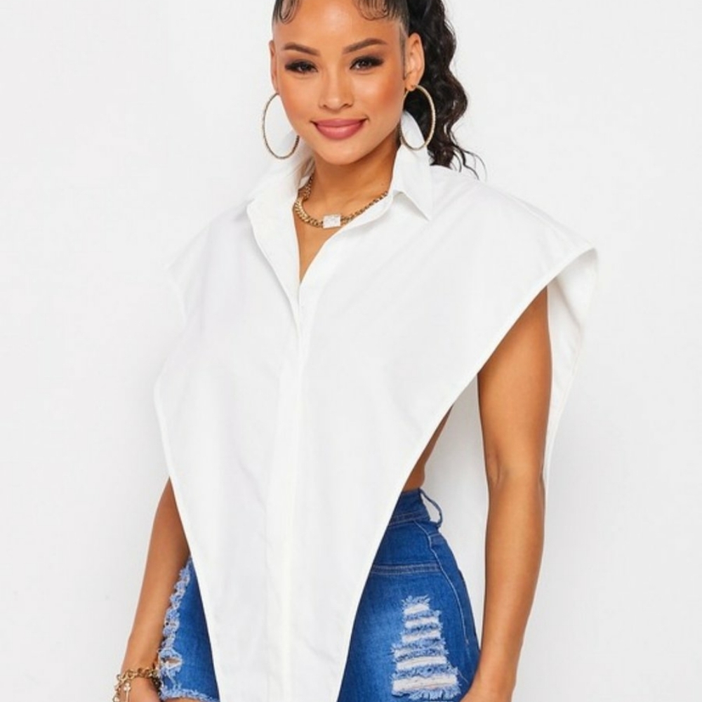 Solid White Sleeveless Cut Out Top